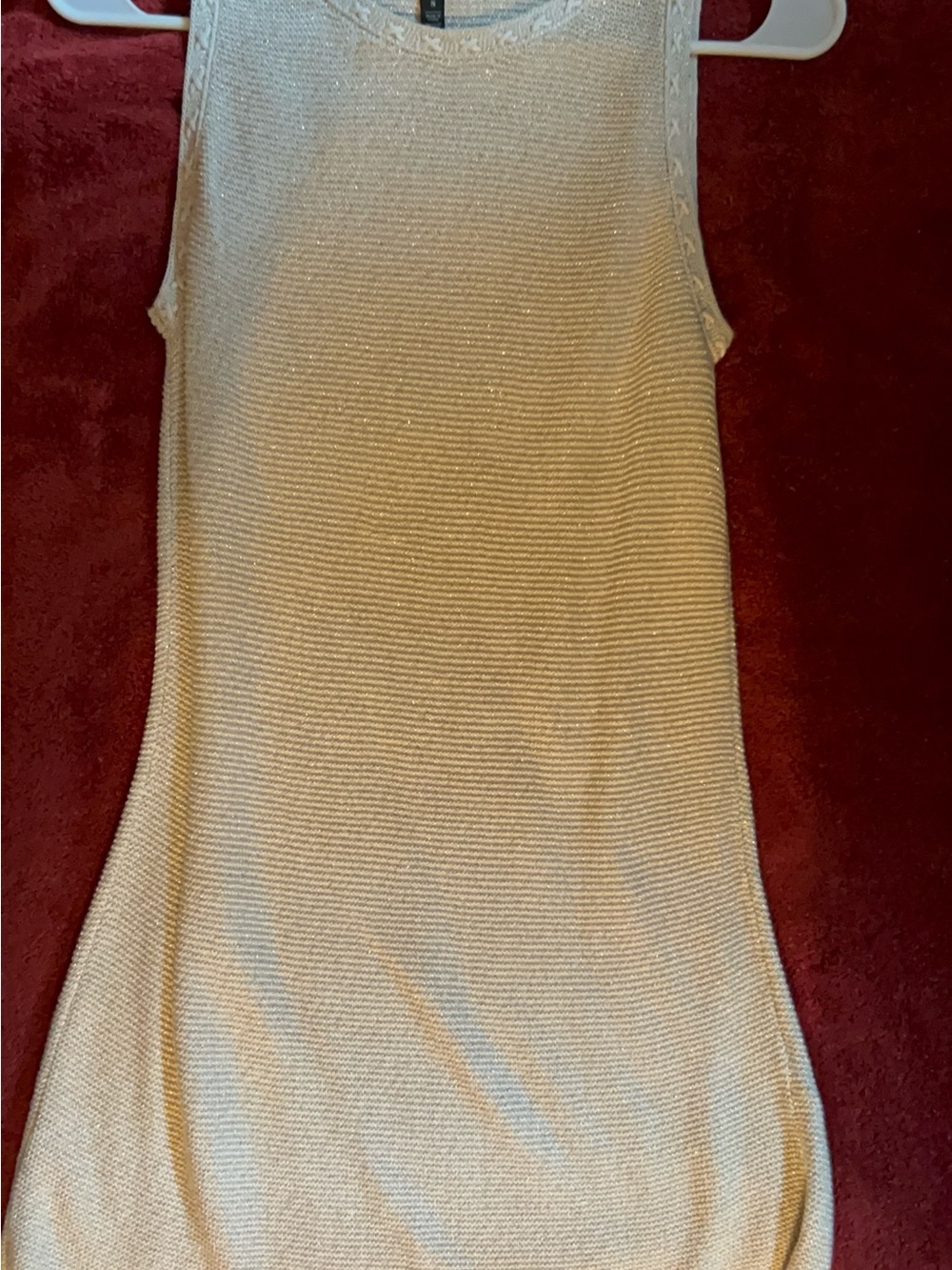 White House Black Market Shimmery Champagne Knit Mini Dress